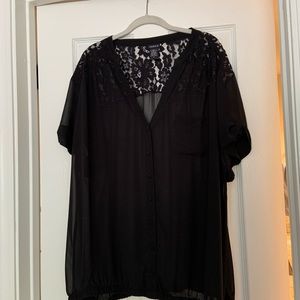 Torrid Black lace chiffon top Size 3
